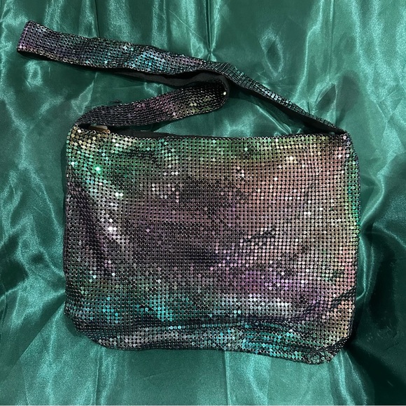 Iridescent Holographic Mesh Shoulder Bag | Y2K Rave Disco Festival Purse NWT - Picture 9 of 16